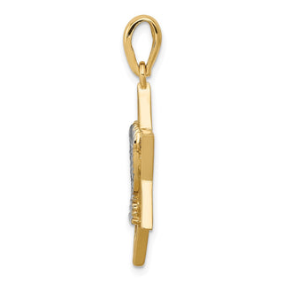 14k Yellow Gold and Rhodium Solid Menorah In Star Of David Pendant