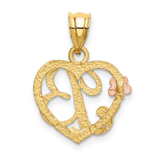 14k Yellow and Rose Gold Initial B In Heart Pendant