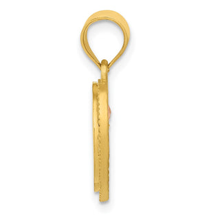 14k Yellow and Rose Gold Initial D In Heart Pendant