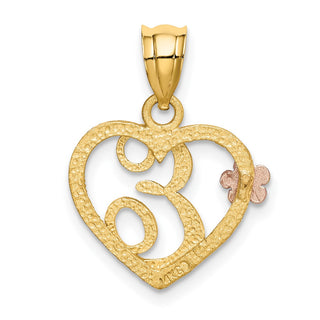14k Yellow and Rose Gold Initial E In Heart Pendant