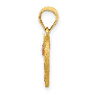 14k Yellow and Rose Gold Initial F In Heart Pendant