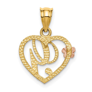 14k Yellow and Rose Gold Initial G In Heart Pendant