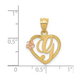 14k Yellow and Rose Gold Initial G In Heart Pendant