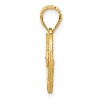 14k Yellow and Rose Gold Initial I In Heart Pendant