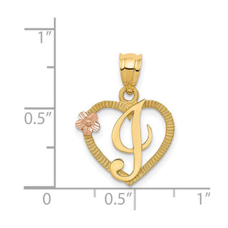 14k Yellow and Rose Gold Initial I In Heart Pendant