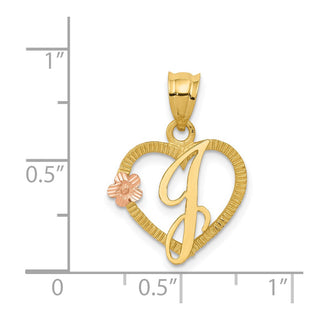 14k Yellow and Rose Gold Initial J In Heart Pendant
