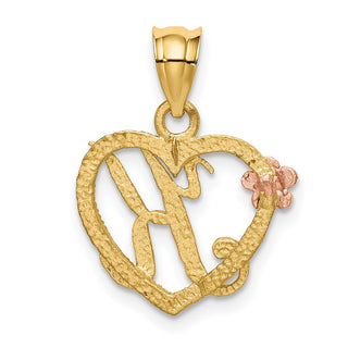 14k Yellow Gold Two-Tone Initial K In Heart Pendant