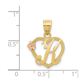 14k Yellow Gold Two-Tone Initial K In Heart Pendant