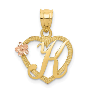 14k Yellow Gold Two-Tone Initial K In Heart Pendant