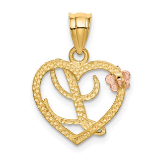 14k Yellow Gold Two-Tone Initial L In Heart Pendant