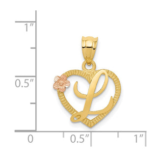 14k Yellow Gold Two-Tone Initial L In Heart Pendant