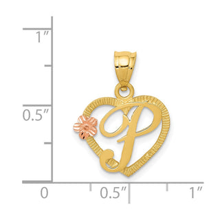 14k Yellow and Rose Gold Initial P In Heart Pendant