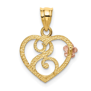 14k Yellow and Rose Gold Initial S In Heart Pendant
