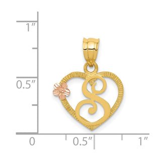 14k Yellow and Rose Gold Initial S In Heart Pendant