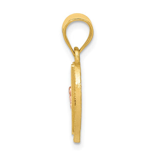 14k Yellow and Rose Gold Initial V In Heart Pendant