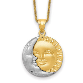14k Two-tone Gold Sun and Moon Necklace