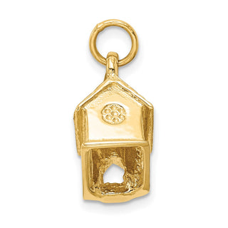 14k Yellow Gold 3-D Church Charm