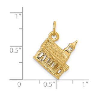 14k Yellow Gold 3-D Church Charm