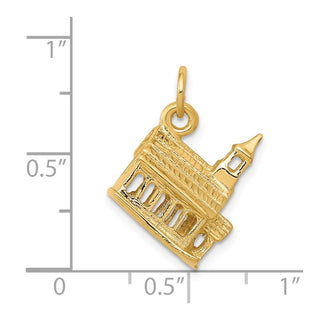 14k Yellow Gold 3-D Church Charm