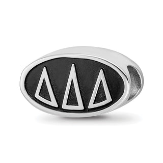 Sterling Silver LogoArt Delta Delta Delta Sorority Greek Letters Enameled Oval Bead