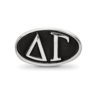 Sterling Silver LogoArt Delta Gama Sorority Greek Letters Enameled Oval Bead