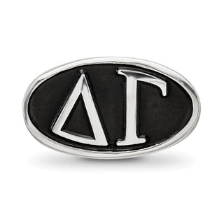 Sterling Silver LogoArt Delta Gama Sorority Greek Letters Enameled Oval Bead