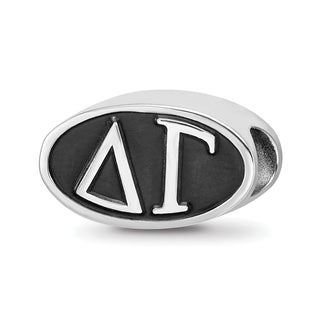 Sterling Silver LogoArt Delta Gama Sorority Greek Letters Enameled Oval Bead
