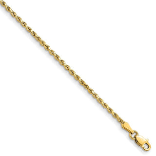 22" 14k Yellow Gold 2mm Semi-solid Diamond-cut Rope Chain Necklace
