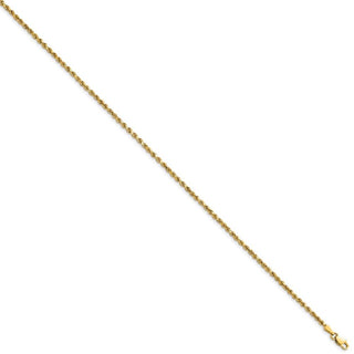 8" 14k Yellow Gold 2.25mm Semi-solid Diamond-cut Rope Chain Bracelet