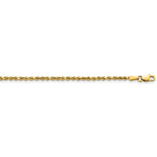 24" 14k Yellow Gold 2.25mm Semi-solid Diamond-cut Rope Chain Necklace