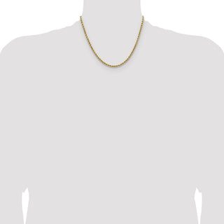 18" 14k Yellow Gold 2.5mm Semi-solid Diamond-cut Rope Chain Necklace
