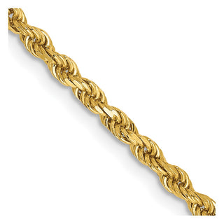 18" 14k Yellow Gold 2.5mm Semi-solid Diamond-cut Rope Chain Necklace