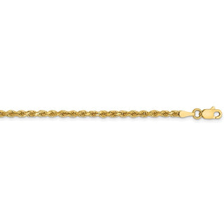22" 14k Yellow Gold 2.5mm Semi-solid Diamond-cut Rope Chain Necklace