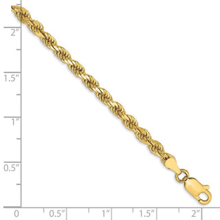 8" 14k Yellow Gold 3.5mm Semi-solid Diamond-cut Rope Chain Bracelet