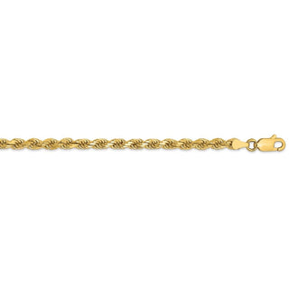 22" 14k Yellow Gold 3.5mm Semi-solid Diamond-cut Rope Chain Necklace
