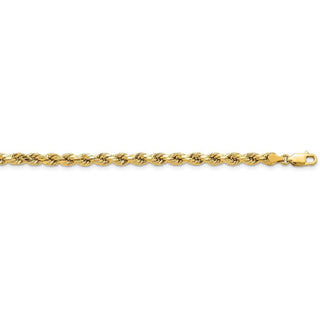 24" 14k Yellow Gold 4mm Semi-solid Diamond-cut Rope Chain Necklace