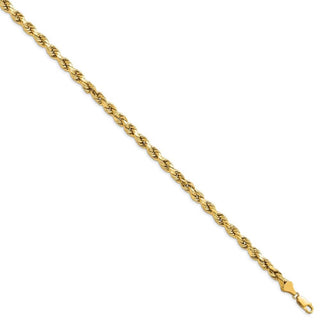 8" 14k Yellow Gold 5.5mm Semi-solid Diamond-cut Rope Chain Bracelet