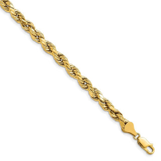 8" 14k Yellow Gold 5.5mm Semi-solid Diamond-cut Rope Chain Bracelet