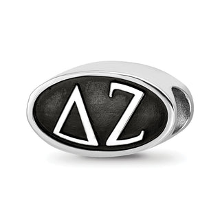 Sterling Silver LogoArt Delta Zeta Sorority Greek Letters Enameled Oval Bead
