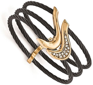 6" Edward Mirell Black Titanium & Bronze White Sapphire Flex Bangle Bracelet