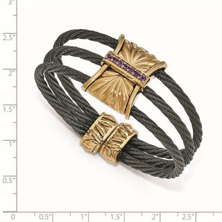 6" Edward Mirell Titanium & Bronze w/ Amethyst Cable Cuff Bracelet