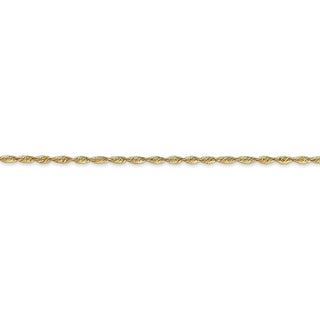 7" 14k Yellow Gold 1.5mm Extra-Light Diamond-cut Rope Chain Bracelet
