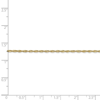 7" 14k Yellow Gold 1.5mm Extra-Light Diamond-cut Rope Chain Bracelet