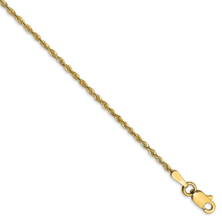 9" 14k Yellow Gold 1.5mm Diamond-cut Extra-Light Rope Chain Anklet