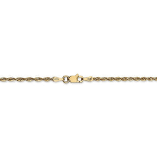 8" 14k Yellow Gold 2.0mm Extra-Light Diamond-cut Rope Chain Bracelet