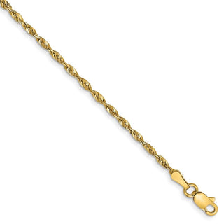 8" 14k Yellow Gold 2.0mm Extra-Light Diamond-cut Rope Chain Bracelet