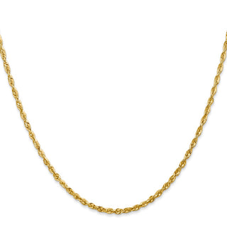 20" 14k Yellow Gold 2.25mm Extra-Light Diamond-cut Rope Chain Necklace