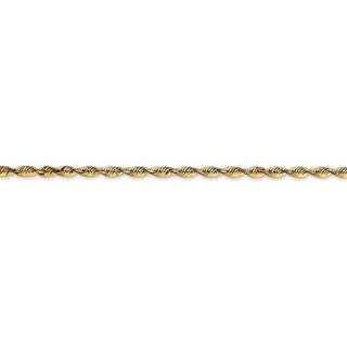 24" 14k Yellow Gold 2.25mm Extra-Light Diamond-cut Rope Chain Necklace