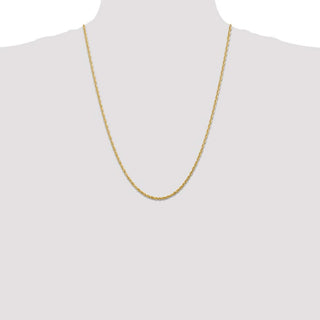 24" 14k Yellow Gold 2.25mm Extra-Light Diamond-cut Rope Chain Necklace