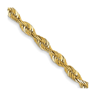 20" 14k Yellow Gold 2.25mm Extra-Light Diamond-cut Rope Chain Necklace